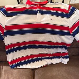 Tommy Hilfiger Red, White, and Blue Striped Shirt